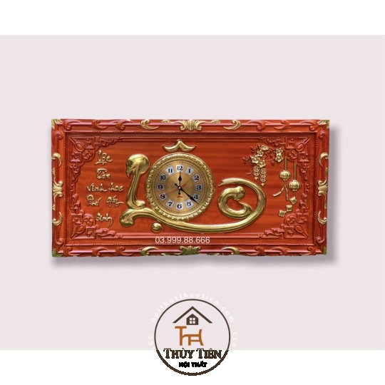 Tranh Đồng Hồ Gỗ Hương Điêu Khắc Nguyên Tấm (KT 41x81cm) Khung viền hoa lá tây - Nhiều mẫu