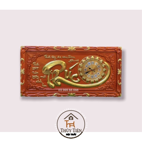 Tranh Đồng Hồ Gỗ Hương Điêu Khắc Nguyên Tấm (KT 41x81cm) Khung viền hoa lá tây - Nhiều mẫu