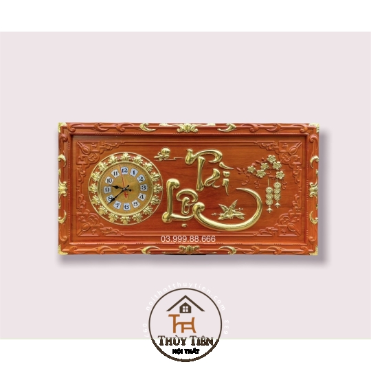 Tranh Đồng Hồ Gỗ Hương Điêu Khắc Nguyên Tấm (KT 41x81cm) Khung viền hoa lá tây - Nhiều mẫu