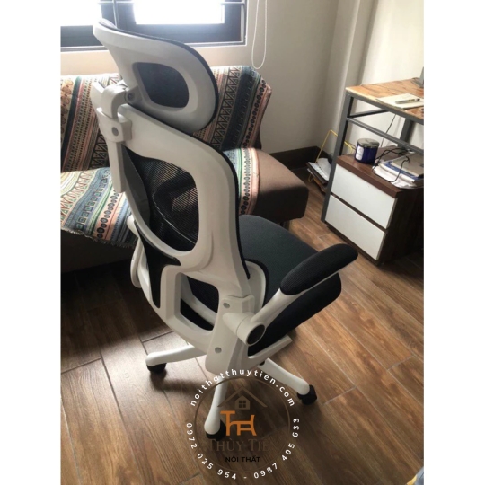 Ghế Công Thái Học 418 – Tựa Đầu, 2 Lưng Đệm Lưới Đỡ Cột Sống, Tay Ghế Điều Chỉnh 