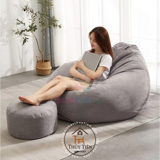 Ghế lười hạt xốp da lộn 