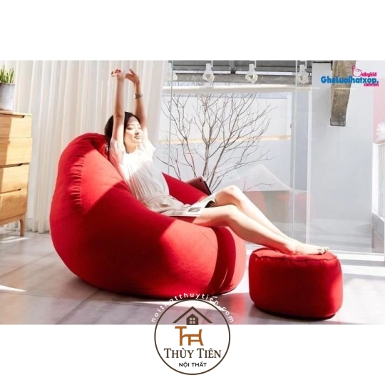 Ghế lười hạt xốp da lộn 