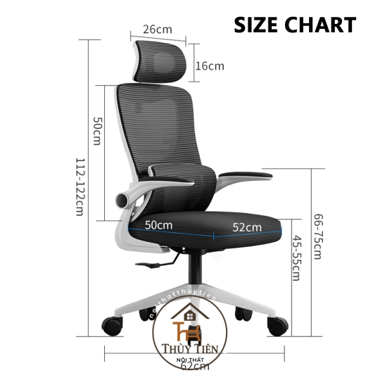 Ghế Công Thái Học 418 – Tựa Đầu, 2 Lưng Đệm Lưới Đỡ Cột Sống, Tay Ghế Điều Chỉnh 