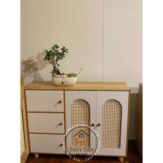 TỦ GIÀY 5 CÁNH MÂY nhiều ngăn đa năng tiện lợi gỗ MDF phủ Mine cao cấp