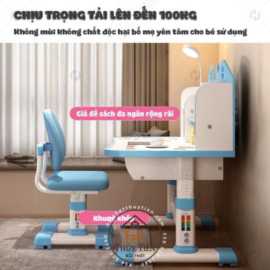 Bộ Bàn Ghế Học Sinh X03 Có Giá Sách, Bàn Học Cho Bé Tiểu Học Nâng Hạ Chiều Cao Linh Hoạt 