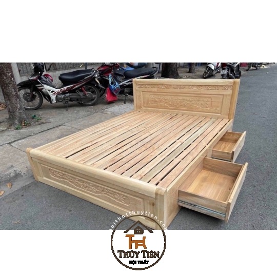 Giường ngủ Gỗ Sồi có hộc
