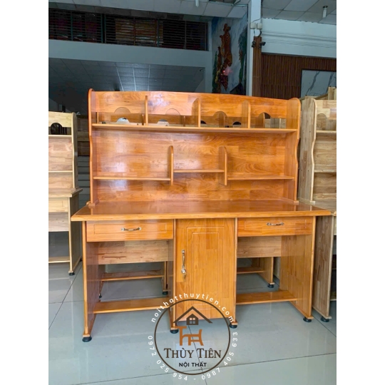 Bàn học sinh gỗ cao su đôi 1m4