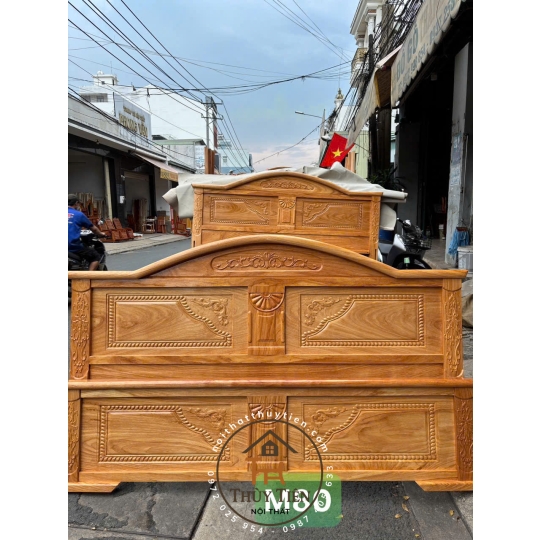 Giường ngủ gỗ gõ đỏ - GNGGD 004