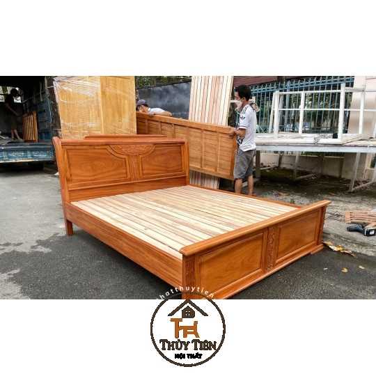 Giường ngủ gỗ gõ đỏ - GNGGD 004
