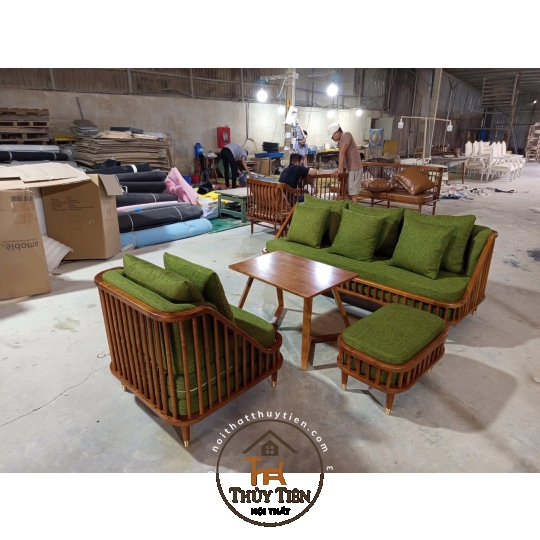 BỘ SOFA KBH BOCK VẢI NỈ XANH