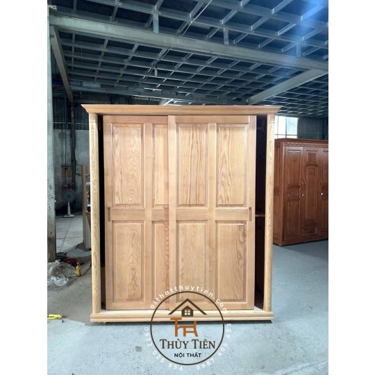 Tủ quần áo gỗ sồi cửa lùa