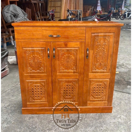 Tủ giày dép gỗ cao su ngang 1m, 1m2