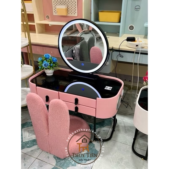 Bàn phấn bệt , bàn trang điểm ngồi bệt (kèm ghế tai thỏ)hàng loại 1