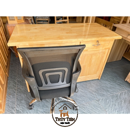 Bàn làm việc gỗ cao su tự nhiên 1m, 1m2, 1m4