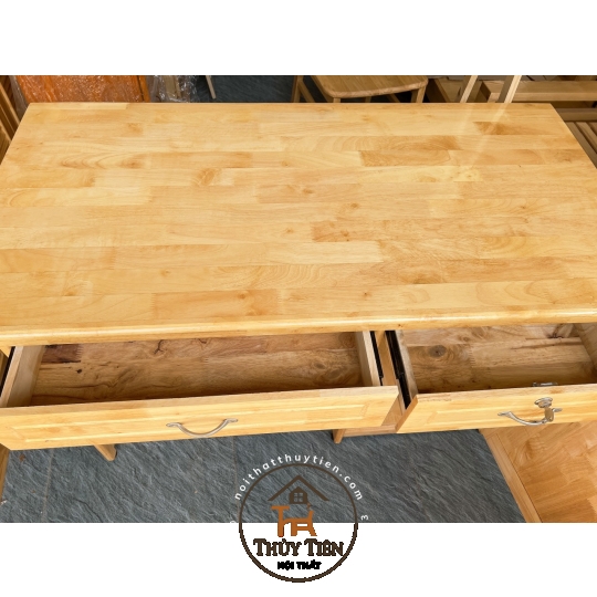 Bàn làm việc gỗ cao su tự nhiên 1m, 1m2, 1m4