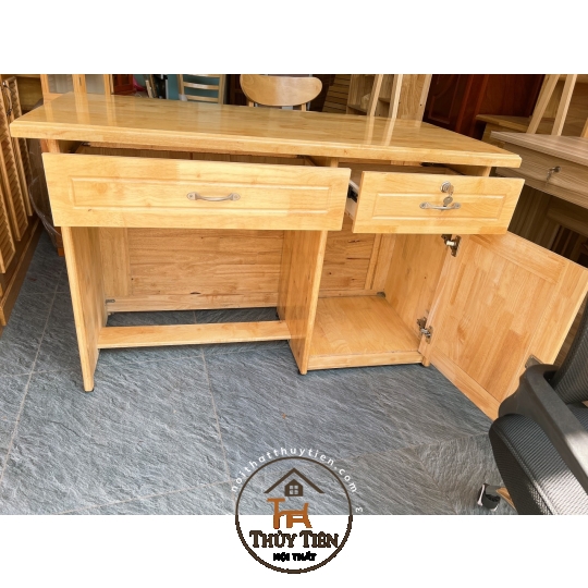 Bàn làm việc gỗ cao su tự nhiên 1m, 1m2, 1m4