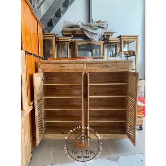Tủ giày dép gỗ cao su ngang 1m2 1m4 4 cánh