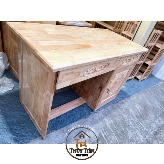 Bàn làm việc gỗ cao su tự nhiên- BLVGCS 002