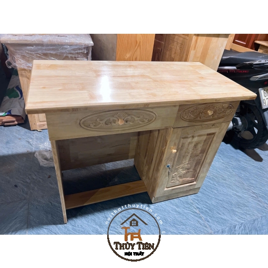 Bàn làm việc gỗ cao su tự nhiên 1m, 1m2, 1m4  BLVGCS 007