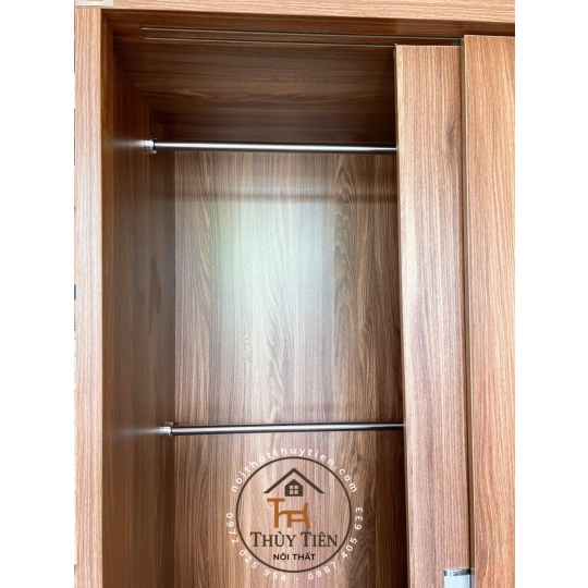 Tủ quần áo MDF lõi xanh cửa lùa có kệ ngoài ngang 1m6