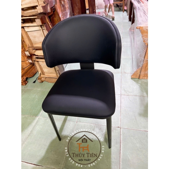 Ghế ăn Leon nhập khẩu cao cấp, ghế bọc da PU, chân côn bọc ống đồng 