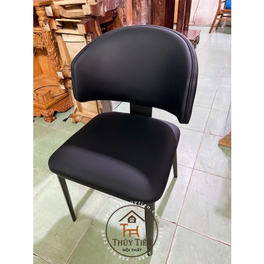 Ghế ăn Leon nhập khẩu cao cấp, ghế bọc da PU, chân côn bọc ống đồng 