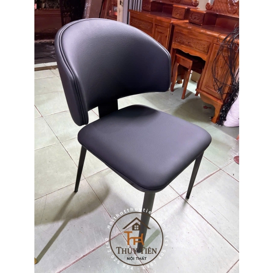 Ghế ăn Leon nhập khẩu cao cấp, ghế bọc da PU, chân côn bọc ống đồng 