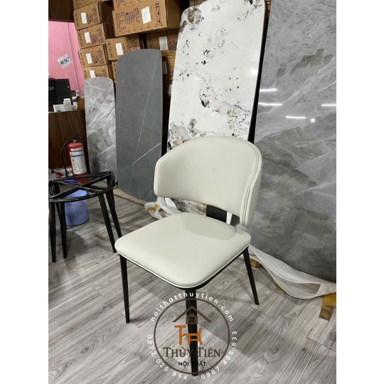 Ghế ăn Leon nhập khẩu cao cấp, ghế bọc da PU, chân côn bọc ống đồng 