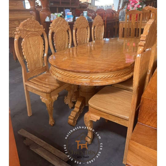 Bàn ăn gỗ gõ đỏ 100% 