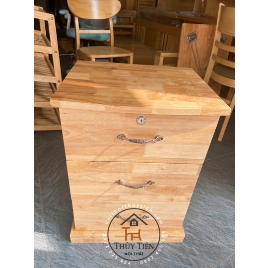 Tủ đầu giường gỗ cao su kèm ngăn ẩn giấu tiền - TDG 001