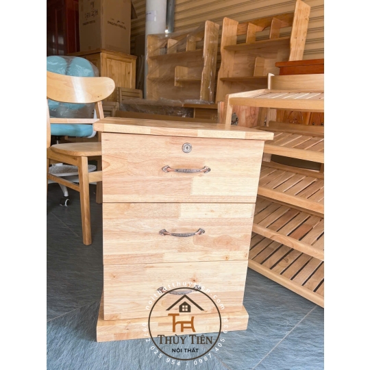 Tủ đầu giường gỗ cao su kèm ngăn ẩn giấu tiền - TDG 001
