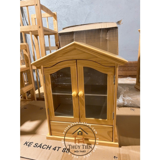 Tủ Thuốc gỗ thông hình mái nhà (có hộc)