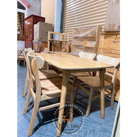 Bộ bàn ăn cao su mango 4 ghế mặt gỗ tự nhiên giá rẻ