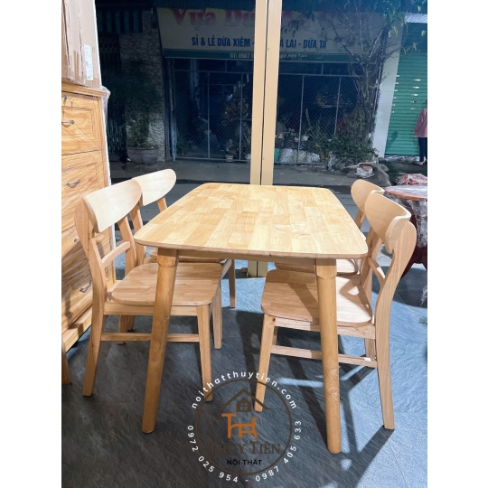Bộ bàn ăn cao su mango 4 ghế mặt gỗ tự nhiên giá rẻ