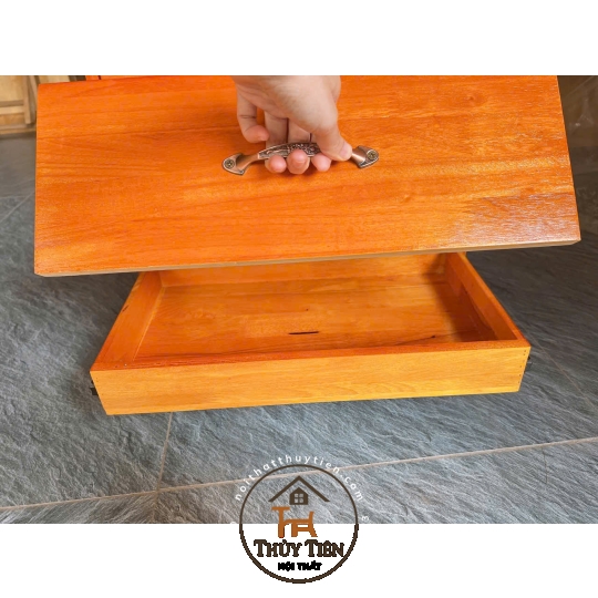 Tủ đầu giường gỗ cao su kiêm loa bluetooth kết hợp sạc điện thoại ko dây có ngăn ẩn giấu tiền thẻ từ 