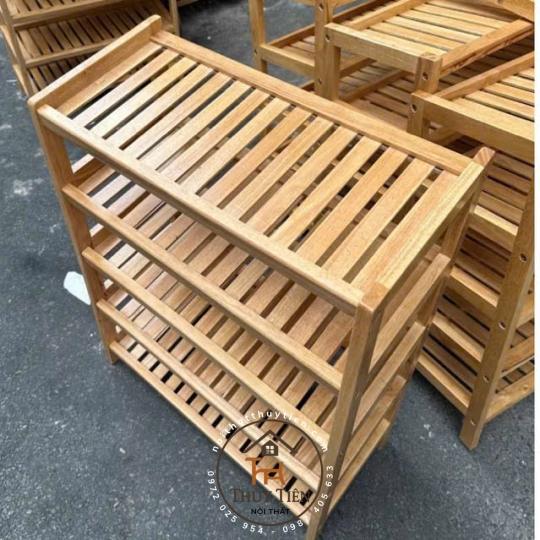 Kệ dép gỗ cao su nhiều kích thước