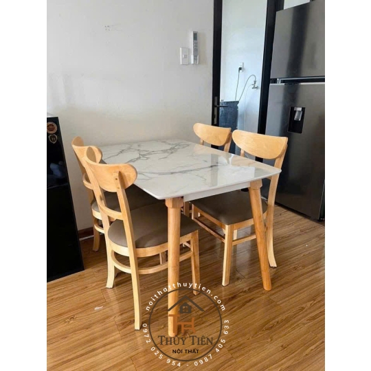 Bộ bàn ăn cabin gỗ cao su 4 ghế 6 ghế giá rẻ