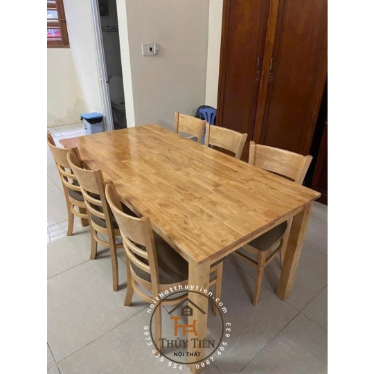 Bộ bàn ăn cabin gỗ cao su 4 ghế 6 ghế giá rẻ