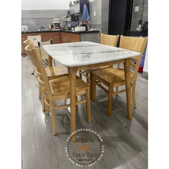Bộ Bàn Ăn cao su 4 Ghế 6 ghế Cabin bàn mặt gỗ giá rẻ- BBAGVD 014