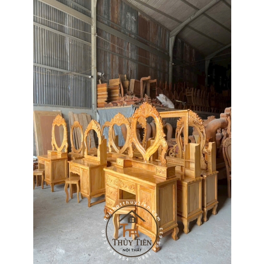 Bàn trang điểm gỗ gõ đỏ ngang 1m1 nhiều mẫu