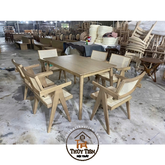 Bộ bàn ăn ghế vleg gỗ cao su và ash