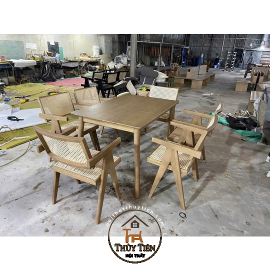 Bộ bàn ăn ghế vleg gỗ cao su và ash