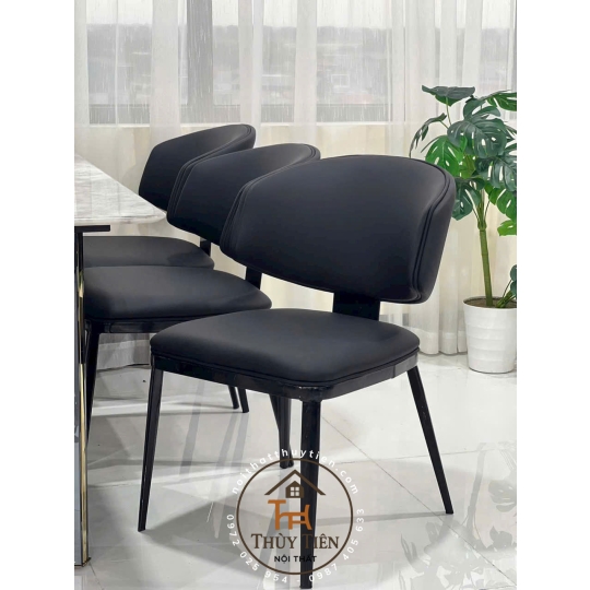 Ghế ăn Leon nhập khẩu cao cấp, ghế bọc da PU, chân côn bọc ống đồng 
