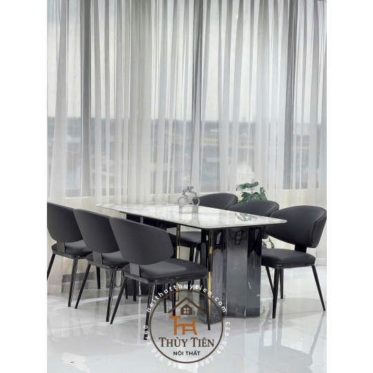 Ghế ăn Leon nhập khẩu cao cấp, ghế bọc da PU, chân côn bọc ống đồng 