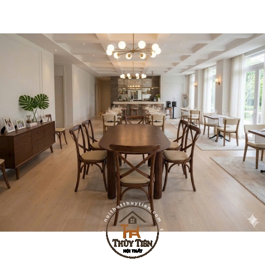 Ghế bistro gỗ cao su tự nhiên