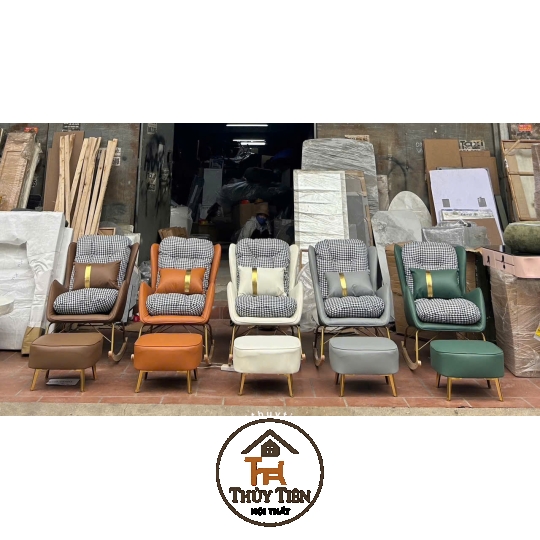 [TẶNG KÈM ĐÔN] Ghế bập bênh hàng nhập khẩu cao cấp ghế sofa thư giãn da kết hợp với nỉ phong cách Bắc Âu hàng loại 1