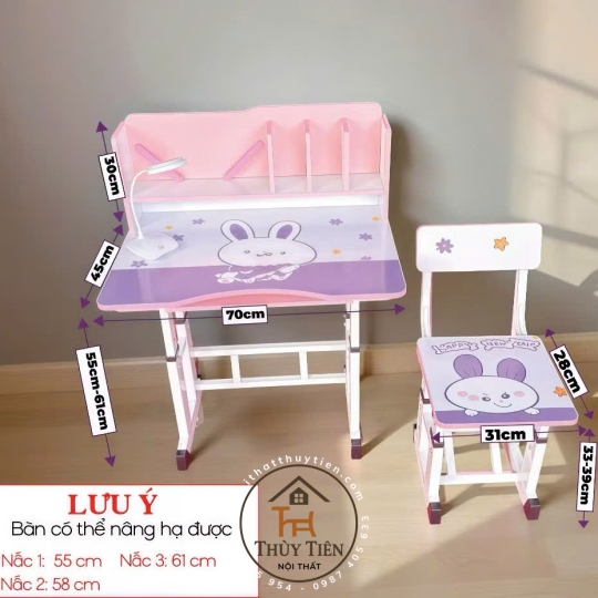 Bộ bàn học (bàn + ghế) cho bé (có thể nâng hạ- 001)
