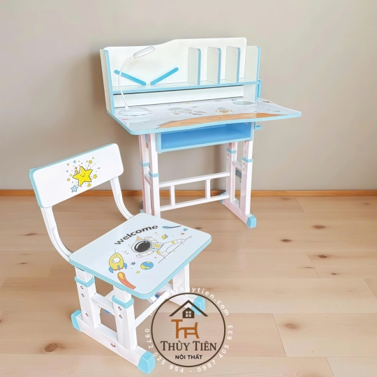 Bộ bàn học (bàn + ghế) cho bé (có thể nâng hạ- 001)