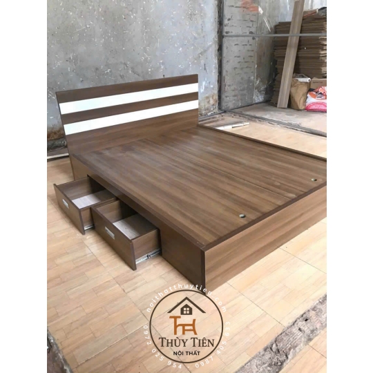 Giường ngủ mdf lõi xanh chống ẩm có hộc kéo