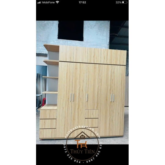 Mẫu tủ quần áo MDF lõi xanh toàn bộ chống ẩm giá tận xưởng